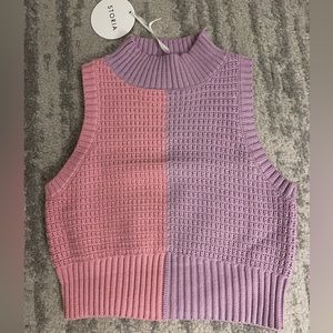 Pink and purple color block sweater